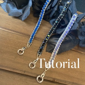 Beaded Bracelet Pattern PDF Tutorial DIY Tennis Bracelet Preciosa Crystal Bicone Beading Pattern Seed Bead Bracelet Instructions