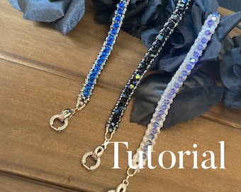 Beaded Bracelet Pattern PDF Tutorial DIY Tennis Bracelet Preciosa Crystal Bicone Beading Pattern Seed Bead Bracelet Instructions