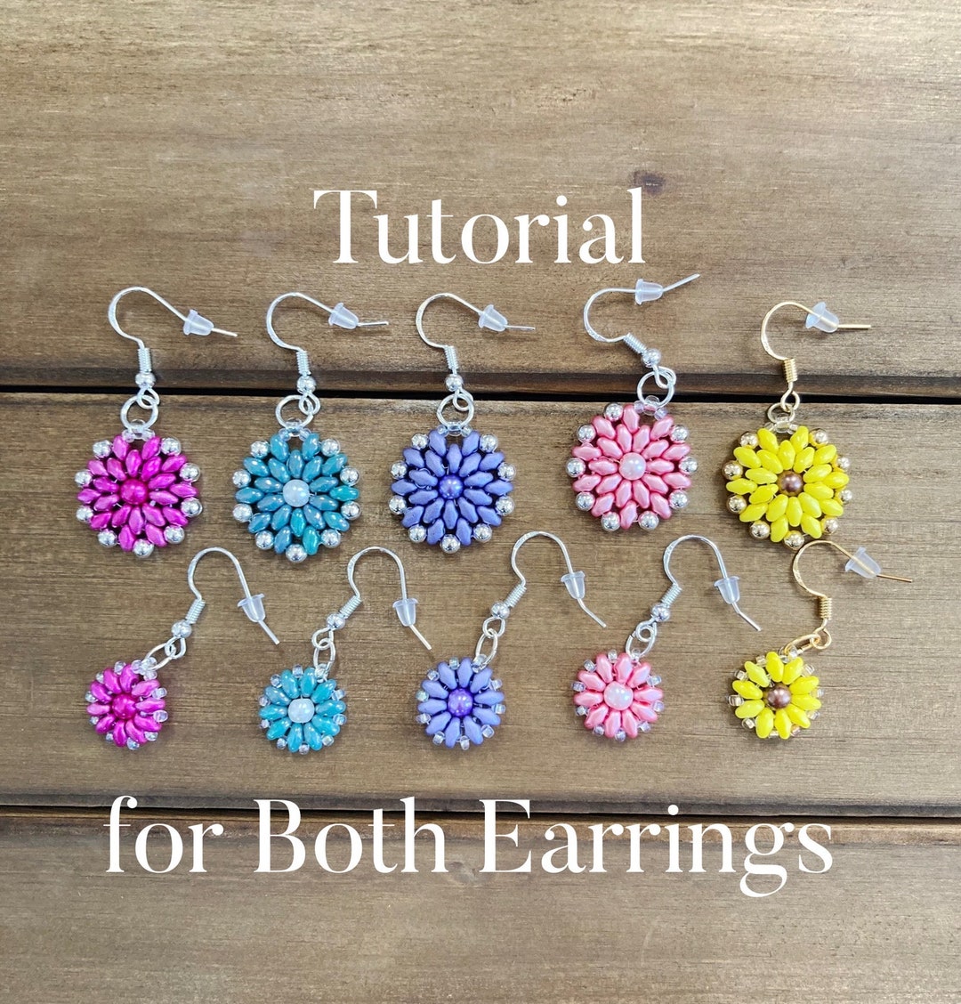 Beaded Flower Earring Pattern Daisy Sunflower Beading Tutorial PDF