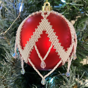 Elegant Beaded Christmas Ornament Cover Tutorial Christmas Ornament Pattern Seed Bead Ornament Tutorial for 80mm 3.15" Round Bauble Ornament