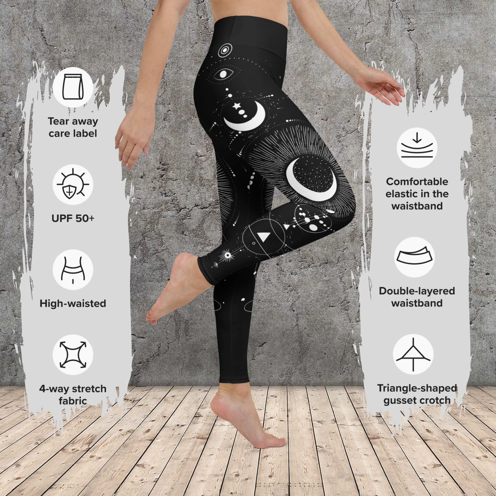 Moon Phases Black Leggings - XXL  Printed yoga pants, Affordable leggings,  Activewear sportswear