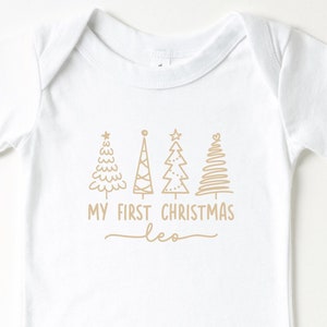meu primeiro body bebê natal 2024 com árvore de natal personalizei com nome e texto desejado I roupa de natal bebê com árvore de natal