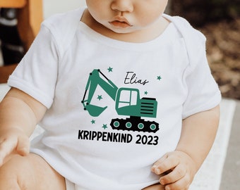 Enfant de maternelle 2023 T-shirt blanc ou chemise à manches longues avec pelle I personnalisé avec nom / enfant de garderie / enfant de crèche / enfant de crèche