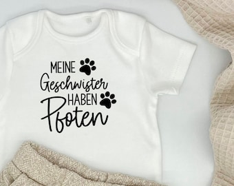 Body ou T-shirt bébé personnalisé "Mes frères et sœurs ont des pattes" I cadeau pour les amoureux des animaux chats chiens I cadeau baby shower