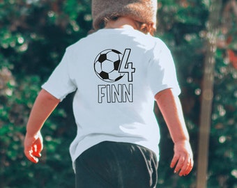 Maillot d'anniversaire de football blanc I personnalisé avec nom et âge I anniversaire enfant I tenue d'anniversaire I manche longue ou manche courte