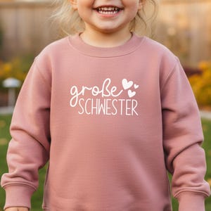 Sweater "big sister" or desired text, with name I Hearts/Stars I 3 printing colors I Gift big sister I Announcement of second baby