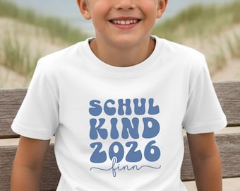 Camiseta blanca retro para escolares 2026 | Personalizable con nombre, color y posición del estampado | Conjunto para el primer día de clases