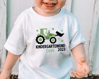 Enfant de maternelle 2024 T-shirt ou chemise à manches longues avec tracteur I personnalisé avec nom I enfant de garderie / enfant de crèche / texte souhaité