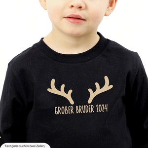 Christmas sweater &quot;big brother 2024&quot; or desired text I reindeer antlers horns I pregnancy announcement 2nd child I sweatshirt sweater