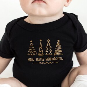 Meu primeiro body para bebê de Natal de 2024 com nome e árvores de Natal I Árvore de Natal I Árvore de Natal I Roupa de Natal Cartões de Natal para bebê