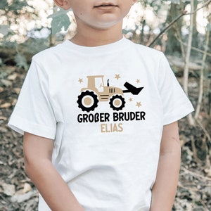 T-Shirt oder Langarm Shirt großer Bruder oder Wunschtext I mit Traktor und Sternen I zu Geschwister Outfit kombinierbar I Geschenk Bild 1