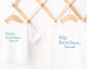 T-Shirt oder Baby Body personalisiert "big brother" / "little brother" oder Wunschtext I zu Geschwister Outfit kombinierbar I Geschenk