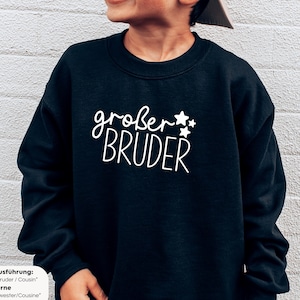 black sweater &quot;big brother&quot; with stars I can be combined with siblings or family outfit I sweatshirt I gift for big brother
