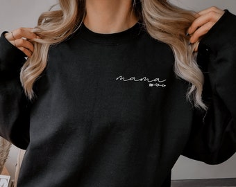 schwarzer Pullover "Mama" I schlicht mit Pfeil und Herz I zu Familien Outfit kombinierbar I Sweatshirt Pulli Partnerlook