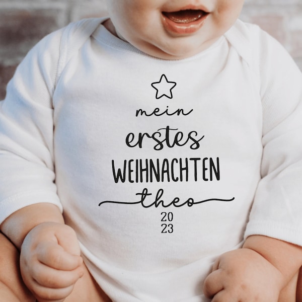 my first Christmas 2023 baby bodysuit or T-shirt I Christmas tree star I personalized with name I Christmas outfit baby