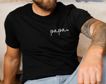 T-shirt noir "Papa" ou texte souhaité avec coeur Je peux être combiné avec le look père-enfant partenaire I cadeau papa