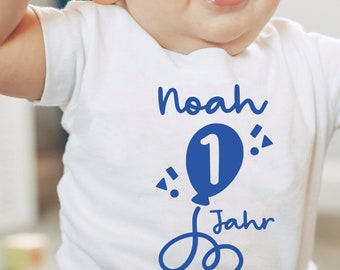 Camiseta cumpleaños o body bebé blanco con globo I todas las edades | personalizado con nombre I cumpleaños infantil I traje de cumpleaños