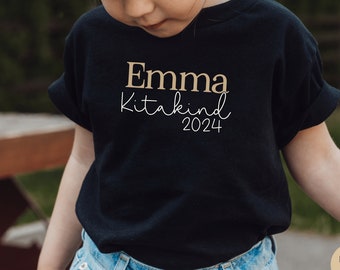 T-shirt nera o body per neonato "Bambino della scuola materna 2024" o testo desiderato I ad esempio bambino dell'asilo nido / asilo nido Ho personalizzato con il nome