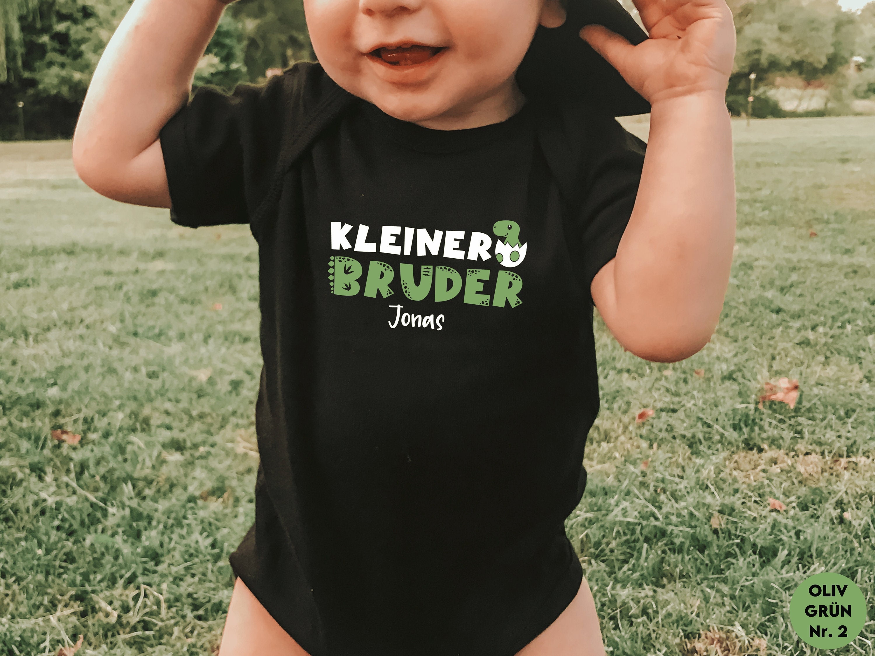 black dino bodysuit "little brother" or desired text I can be combined with sibling outfit I personalized I dinosaur T-Rex baby bodysuit