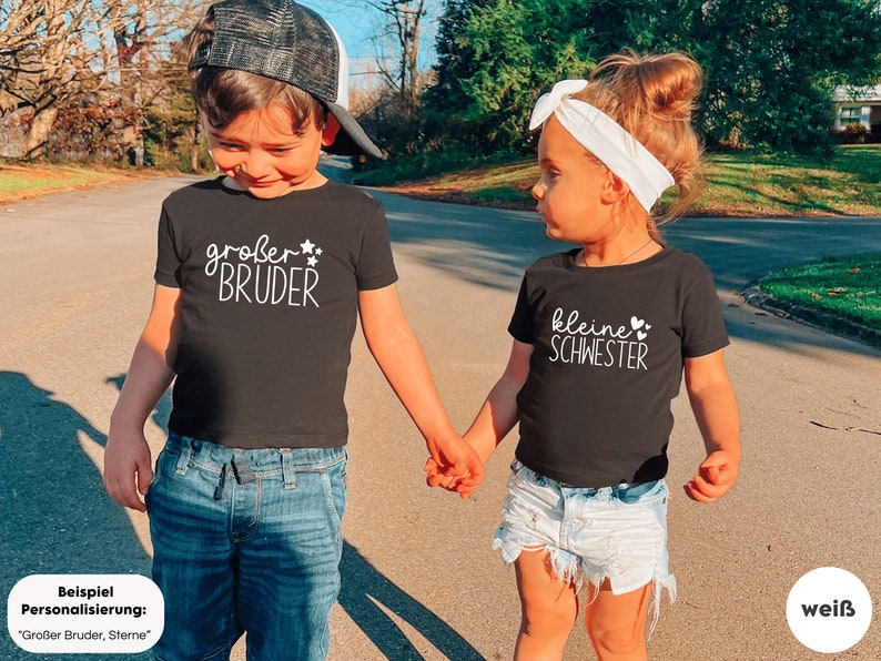 schwarzes T-Shirt oder Baby Body große Cousine 2024 / große Schwester 2024 mit Herzen I Schwangerschaftsverkündung Bild 3