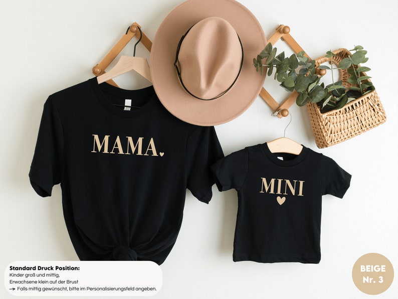 T-Shirt oder Baby Body Mama / Papa / Mini I schwarz schlicht mit Herz I Fotoshooting I Partnerlook I zu Familien Outfit kombinierbar Bild 4