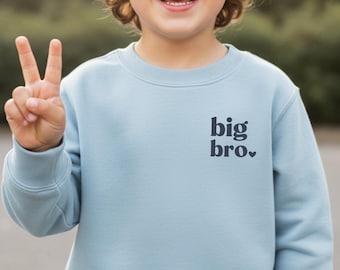 Lichtblauwe trui met de tekst "Big Bro" | Aankondiging van zwangerschap | Personaliseerbaar met je eigen tekst | Cadeau voor grote broer