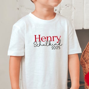 White T-shirt Schulkind 2023 personalized with name, printed in desired color I gift for starting school image 3