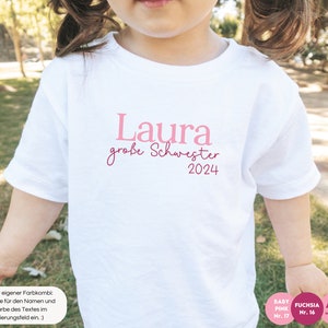 white T-shirt or baby bodysuit Big Brother 2024 or desired text I personalized with name I announcement of second child image 3