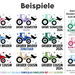 weißes T-Shirt oder Baby Body großer Bruder 2024 mit Traktor und Sternen I Verkündung zweites Kind I Geschenk großer Bruder Bild 6