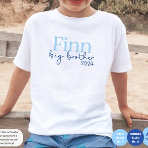 white T-shirt or baby bodysuit Big Brother 2024 or desired text I personalized with name I announcement of second child image 2