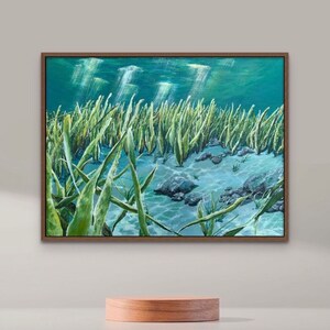 Underwater Seascape Art Print for Nautical Wall Decor. Under the Sea Artwork. Beach Bathroom Decor. Coastal Wall Decor. Deep Ocean Painting.