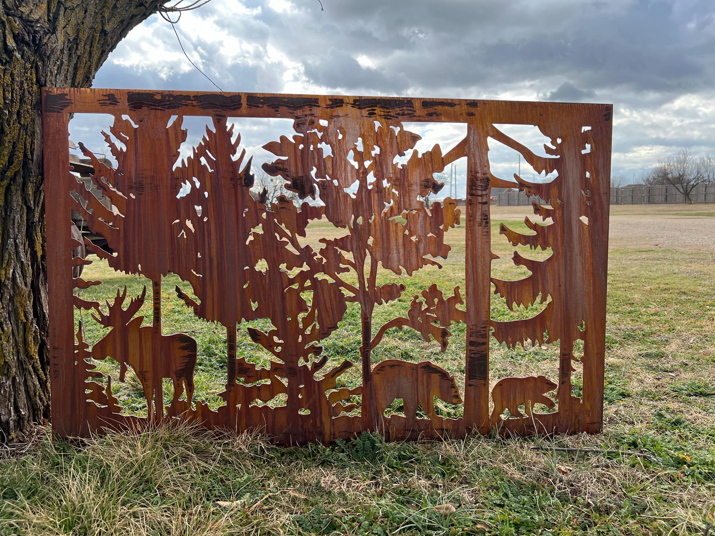 Metal Racoon Panel Decorative Rustic Metal Panel, Metal Panel Insert, Wildlife Scenery ...