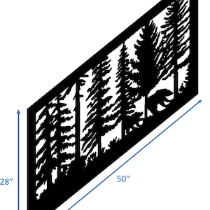 Decorative Rustic Metal Panel, Metal Panel Insert, Wildlife Scenery with Trees & Bears Metal Panel.