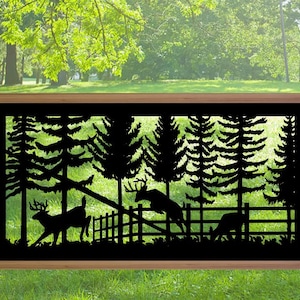 Decorative Rustic Metal Panel, Metal Panel Insert, Wildlife Scenery with Deer Metal Panel