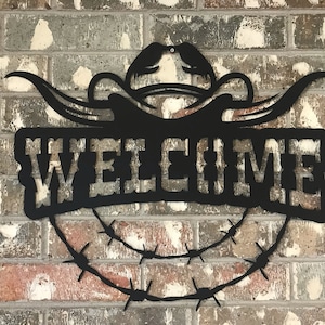 Metal Welcome Sign | Cowboy Hat Welcome Sign
