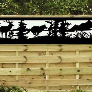 Decorative Rustic Metal Panel. Metal Panel Insert. Privacy Fence Topper Insert. Wildlife Scenery Metal Fence Panel.