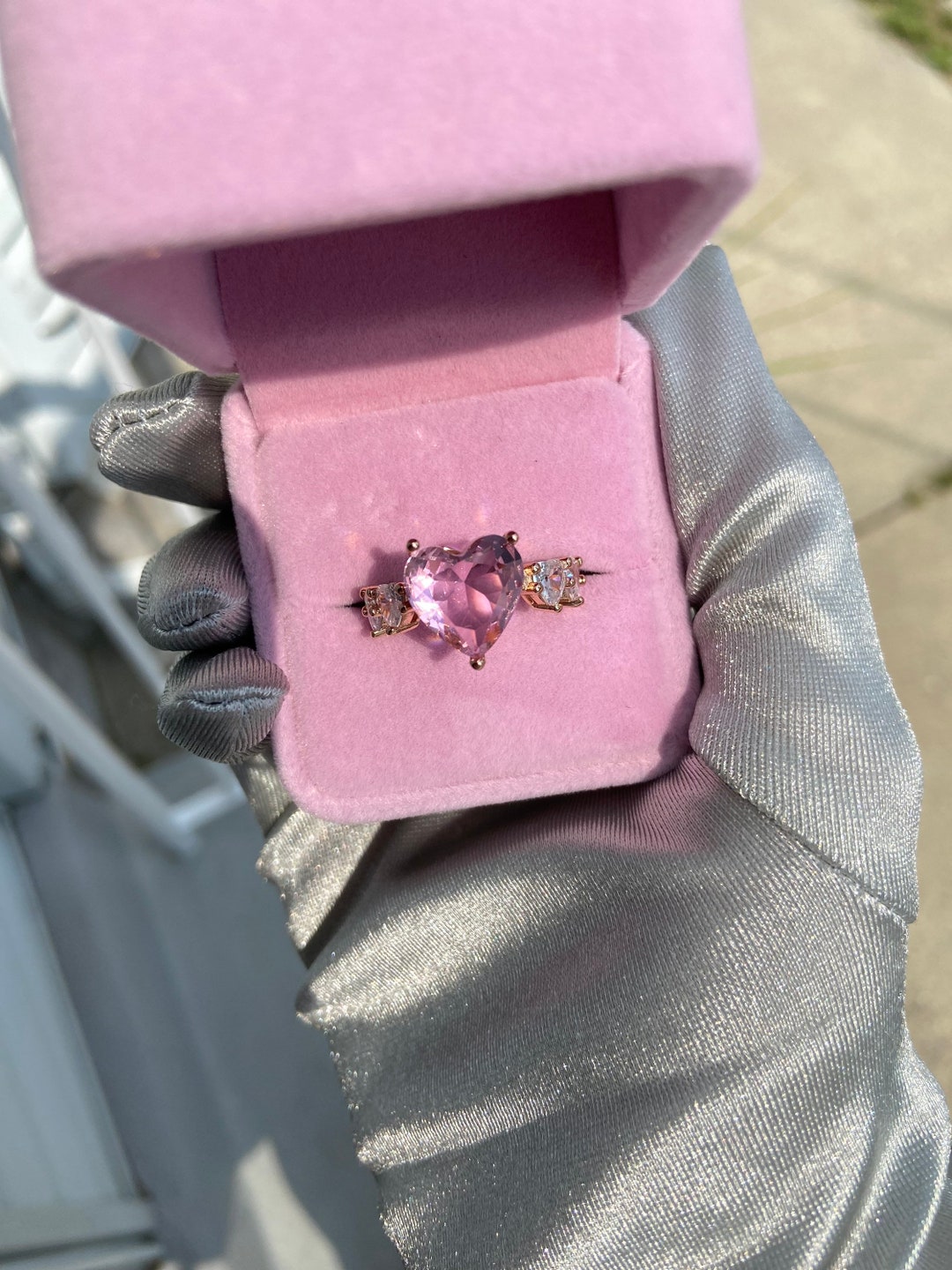Pink Heart Ring Heart Ring Heart Promise Ring Gift for Her - Etsy
