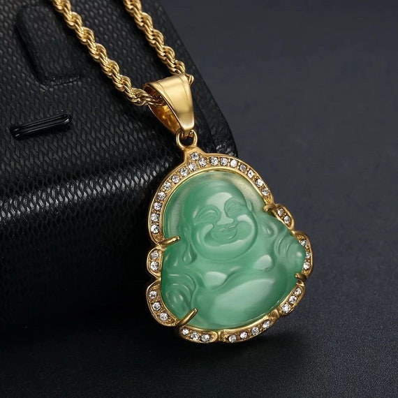 Buddha Necklace, Jade Necklace, Gold Fill Necklace, 18K Gold Necklace,  Mariner Chain, Buddha Pendant, Lucky Jade Necklace, Mens Chain, Women - Etsy