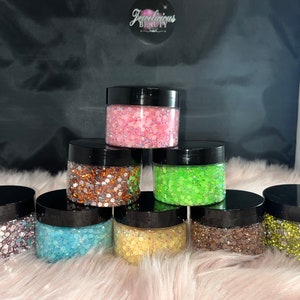 4mm Bulk resin, Jelly Rhinestones Jars, Non-hot fix, Flatback, Jelly Resin, AB Rhinestones 4oz Jars