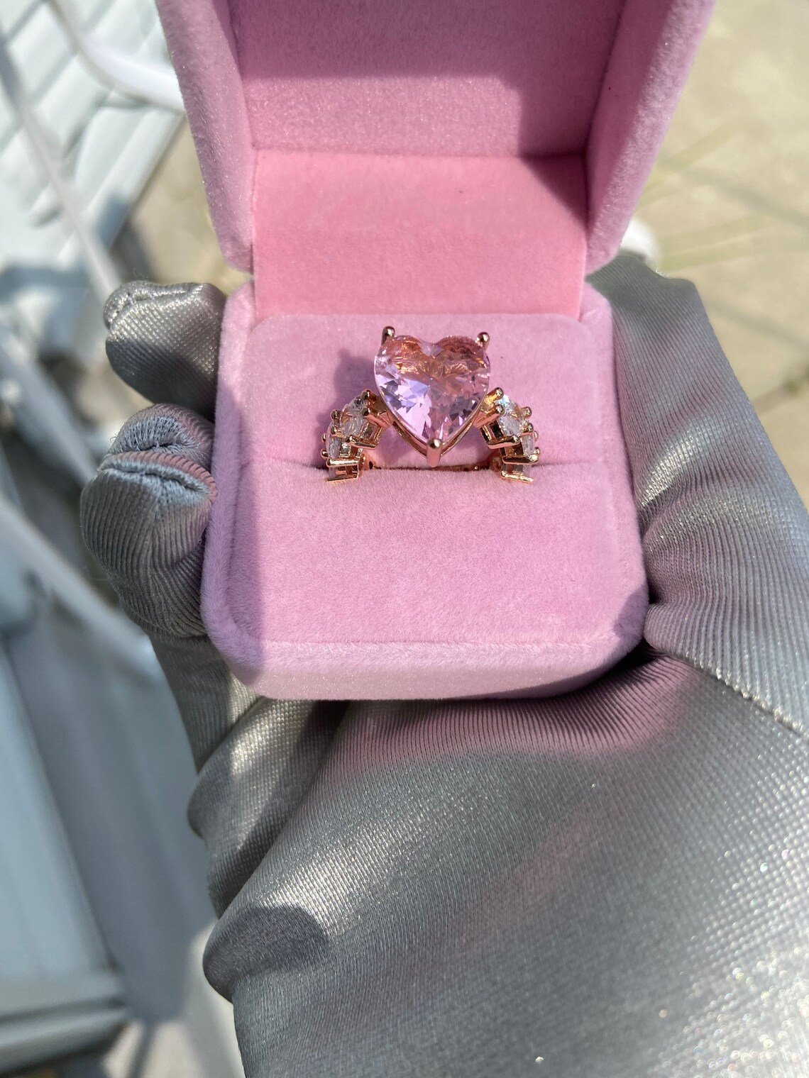 Pink Heart Ring Heart Ring Heart Promise Ring Gift for Her Etsy