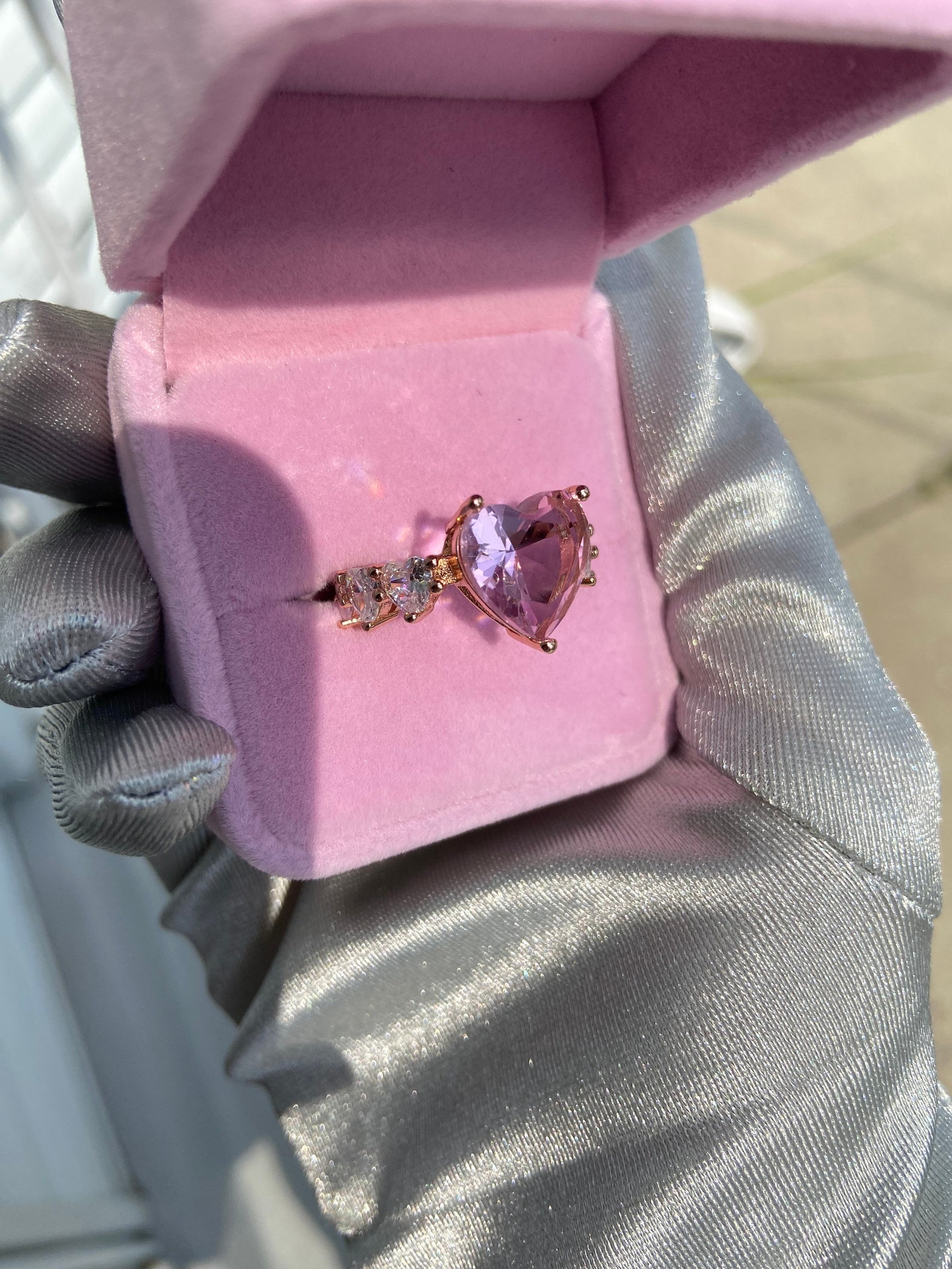 Pink Heart Ring Heart Ring Heart Promise Ring Gift for Her Etsy