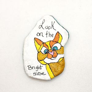 Painted rock, Bright Side/Home is Where, painted stone, painted pebble, small gift idea, care gift, rock art, home office décor, birthday