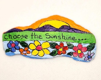 Roca pintada a mano: Elige el sol, Decoración del hogar