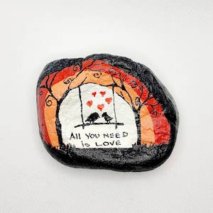 Painted rock, All you need/ Dream, painted stone painted pebble small gift idea care gift paper weight home office décor birthday