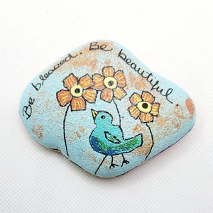 Painted rock, Be Blessed/Rejoice, painted stone, rock art,  painted pebble, small gift idea, care gift, home office décor, birthday