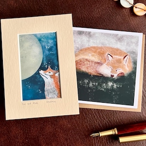 Impresión artística y tarjeta para cumpleaños, aniversario, compromiso o regalo de agradecimiento con temática de zorro del bosque para un regalo especial de último minuto para él o ella