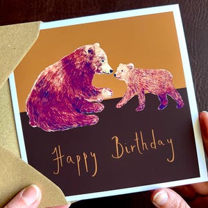 Custom Birthday Card with Cute Bears. Add a Name for Bespoke Bday Card Free Personalization for Daddy Mummy Son Daughter Friend Grandma etc.
