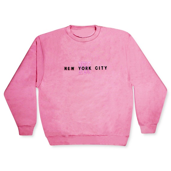 Sudadera y sudadera con capucha rosa bordada de Nueva York | Etsy España