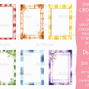 26 Checkered Pattern Frames Clipart Bundle | Aspect Ratio 2:3 | 300 DPI | Tartan | Watercolor | Instant Download | Personal & Commercial