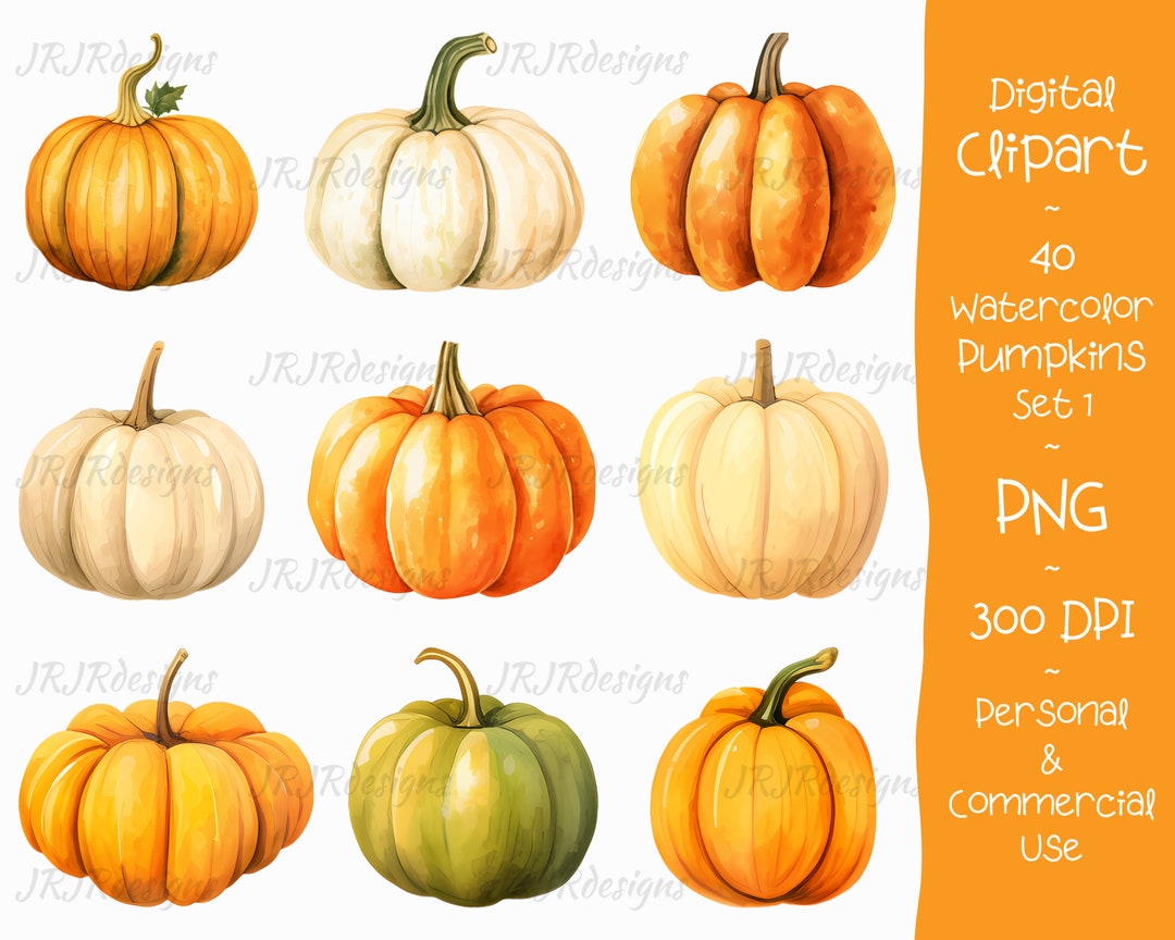 Watercolor Pumpkins Clipart Bundle | Fall Harvest (digital Download) - Etsy